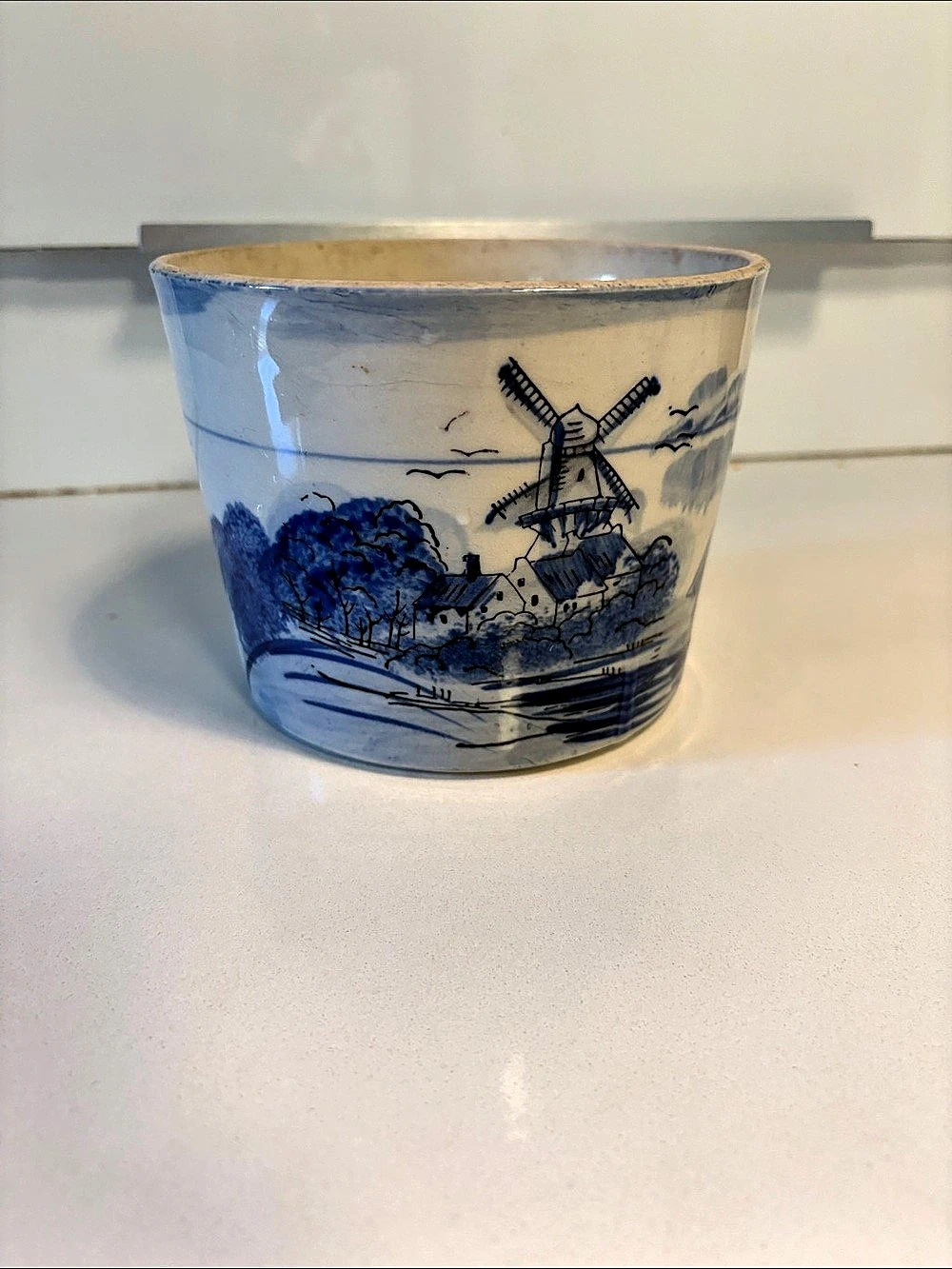 Vintage Delft Style Windmill Planter